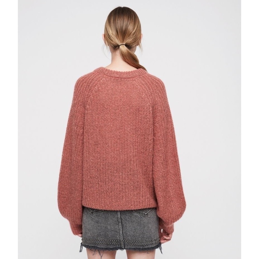 ALLSAINTS Renne Short Jumper Pink Textured Knit Sweater Medium Mohair Blend - Picture 2 of 8